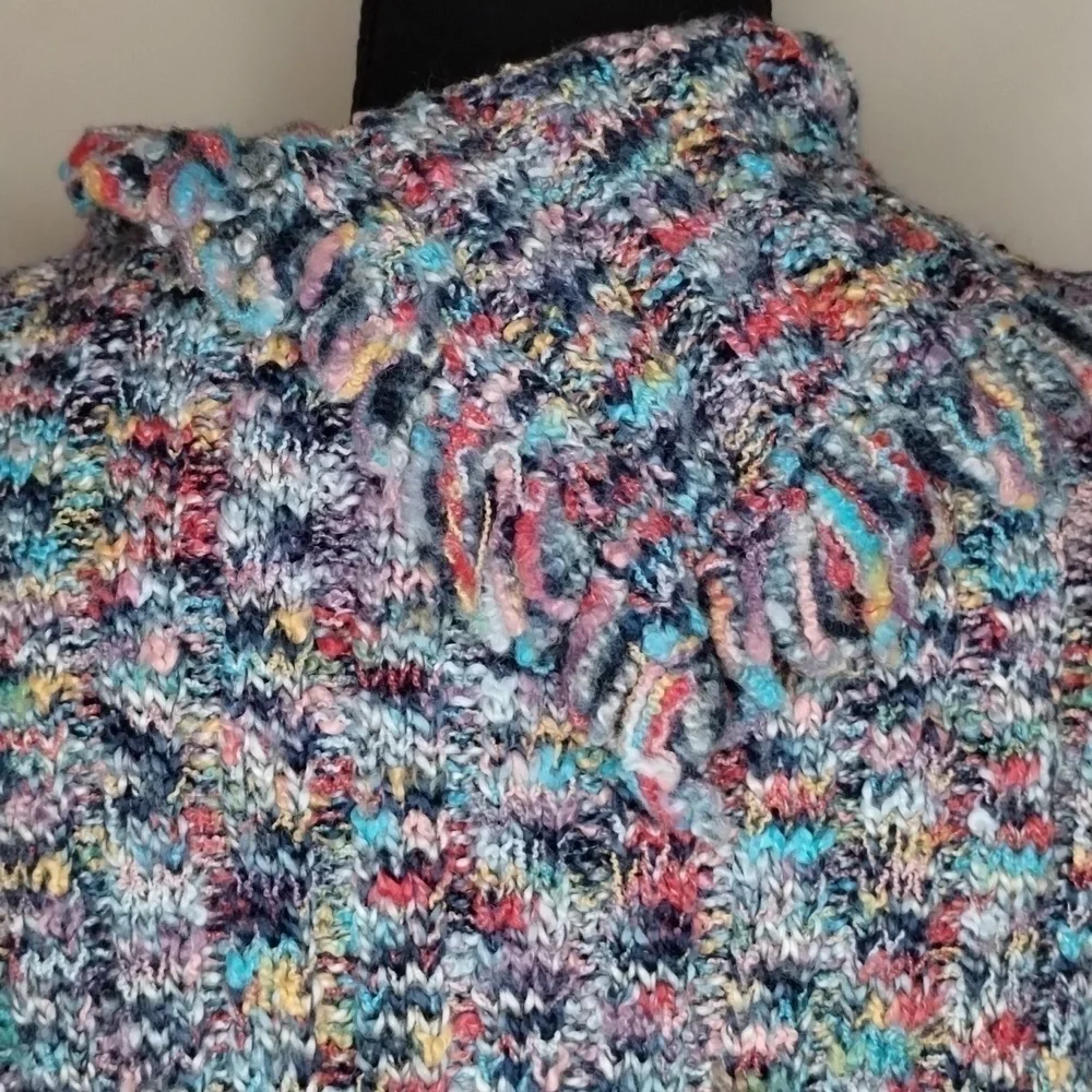 Alfred Dunner multicolored cowl neck pullover sweater Sz PXL